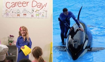 A young girl tells her class about the problems with SeaWorld jobs on 'career day'